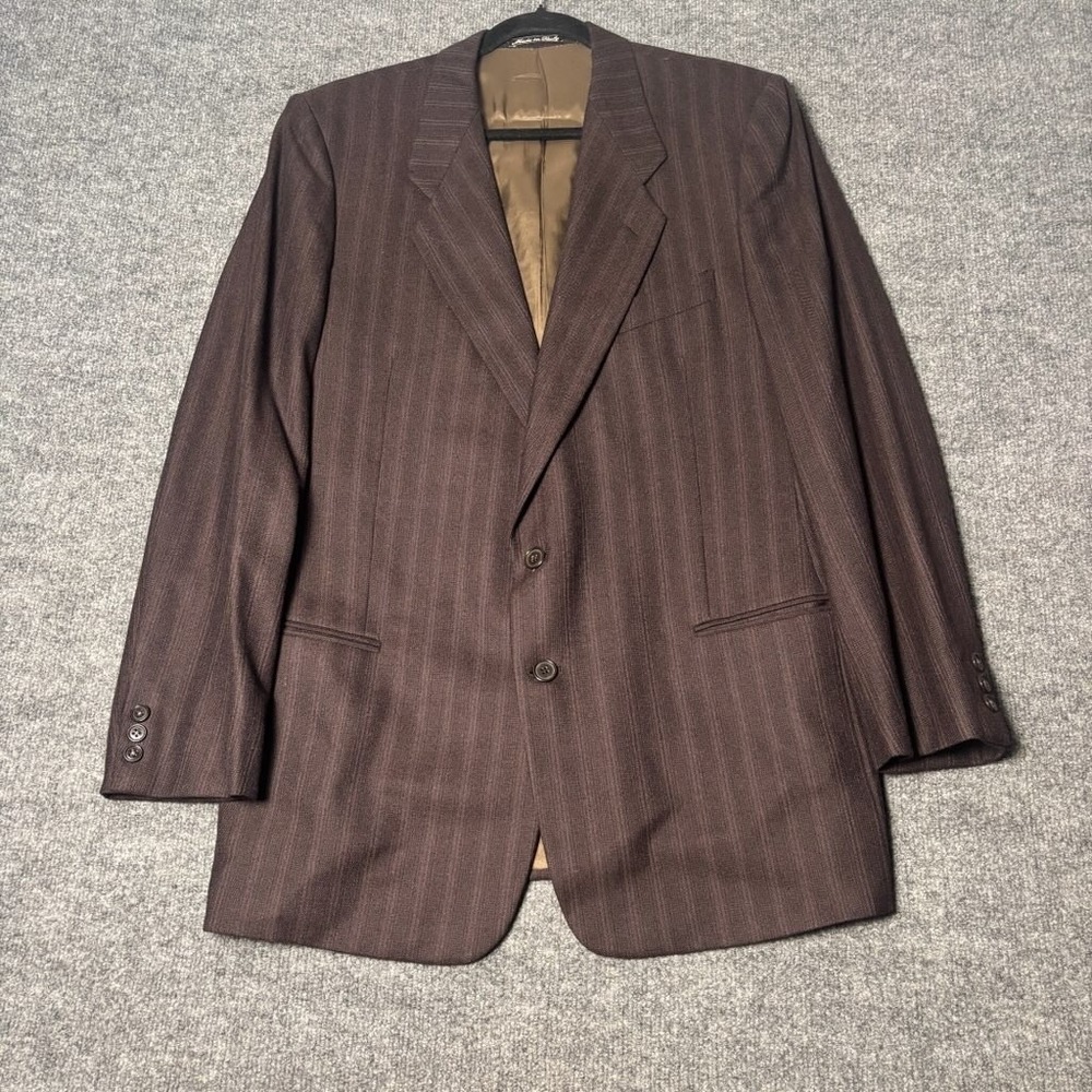 Saks Fifth Avenue Emanuel Ungaro Blazer Mens 42R Brown Pinstripe Uomo Italy